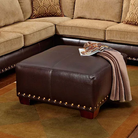 Cocktail Ottoman with Nail Head Trim